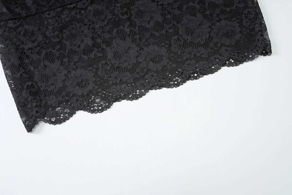 Hugcitar Damenmode, Spitze, solide Slips, Patchwork, sexy, schlank, durchsichtig, Minikleid, Sommerurlaub, Party, Nachtclub, Outfit – Detail 7