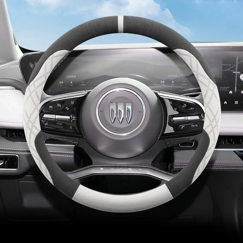 37-38cmSuede Sweat-Absorbent Steering Wheel Cover for Buick Envision Enclave Envista Regal LaCrosse Cascada Electra E Auto Decor