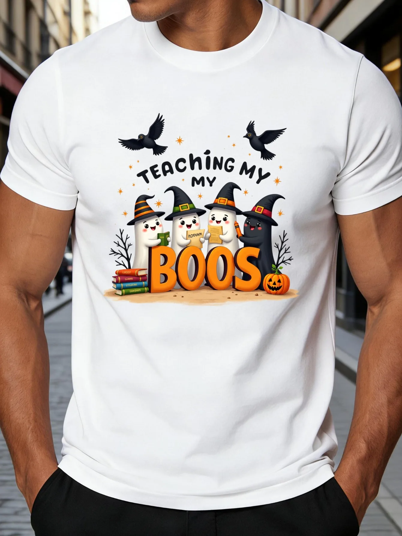 Cute Halloween Witch Ghost Men's T-Shirt 