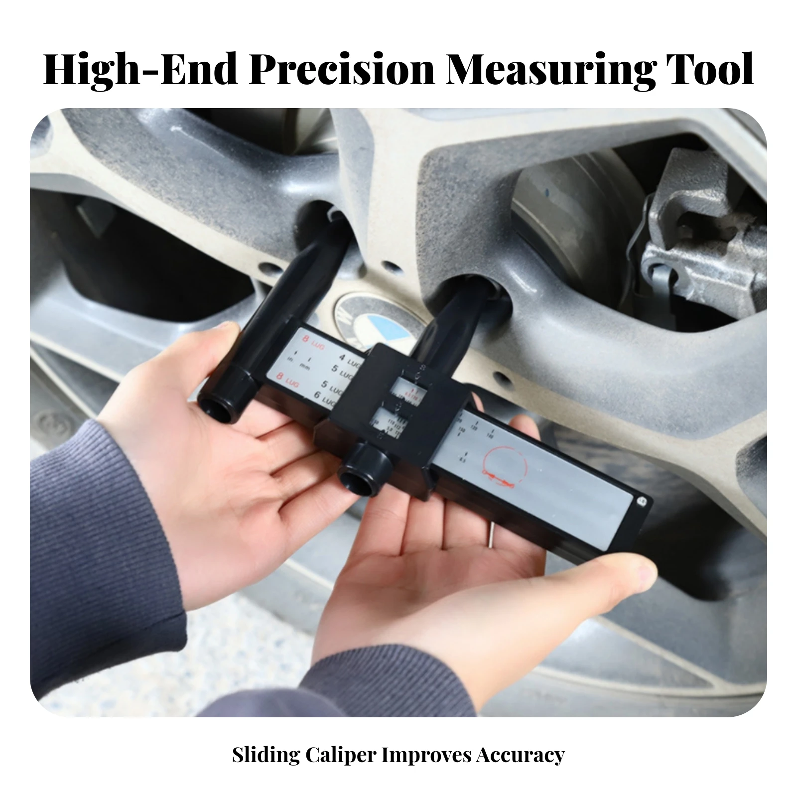 Wheel Bolt-Pattern Caliper Portable PCD Measuring Caliper Wheel Bolt Pattern Measuring Tool Compact Long-Lasting for Mechanics