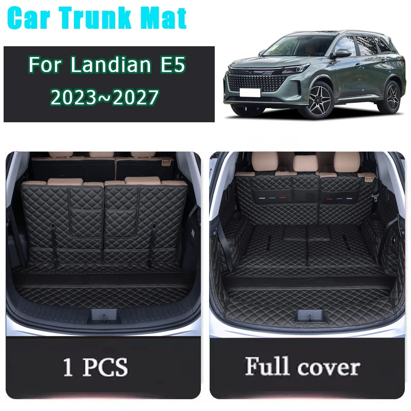 Car Rear Trunk Mats For Landian DFSK E5 HEV 2023 2024 2025 2026 2027 Leather Cargo Liners Boot Carpets Auto Interior Accessories