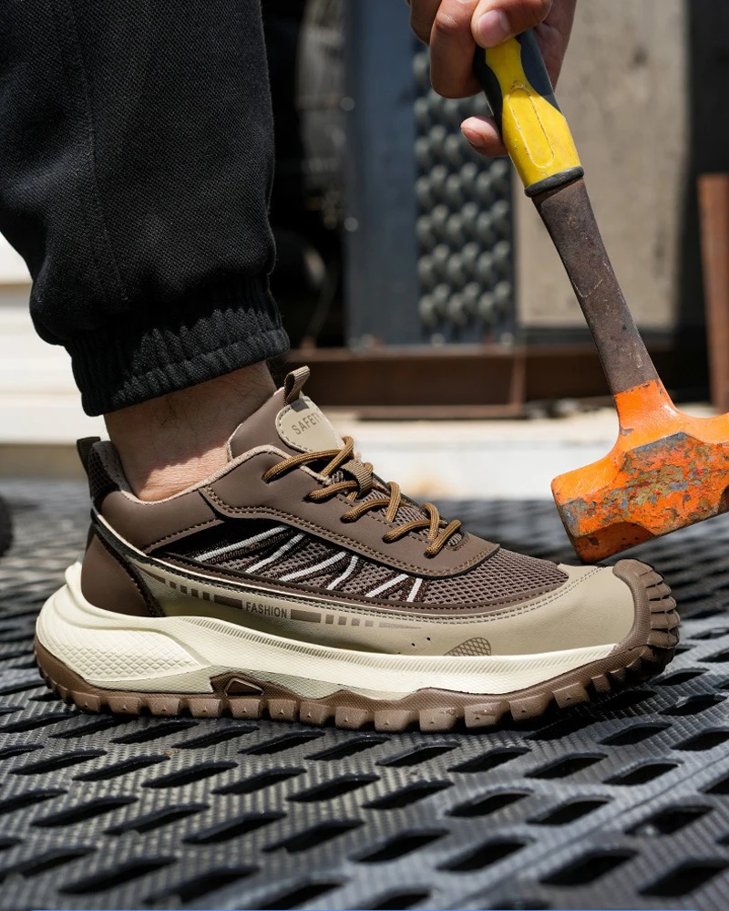 Men's Summer-Weight Safety Shoes Moulded-Toe Impact- & Puncture-Resistant EVA Outsoles Comfort Work Footwear