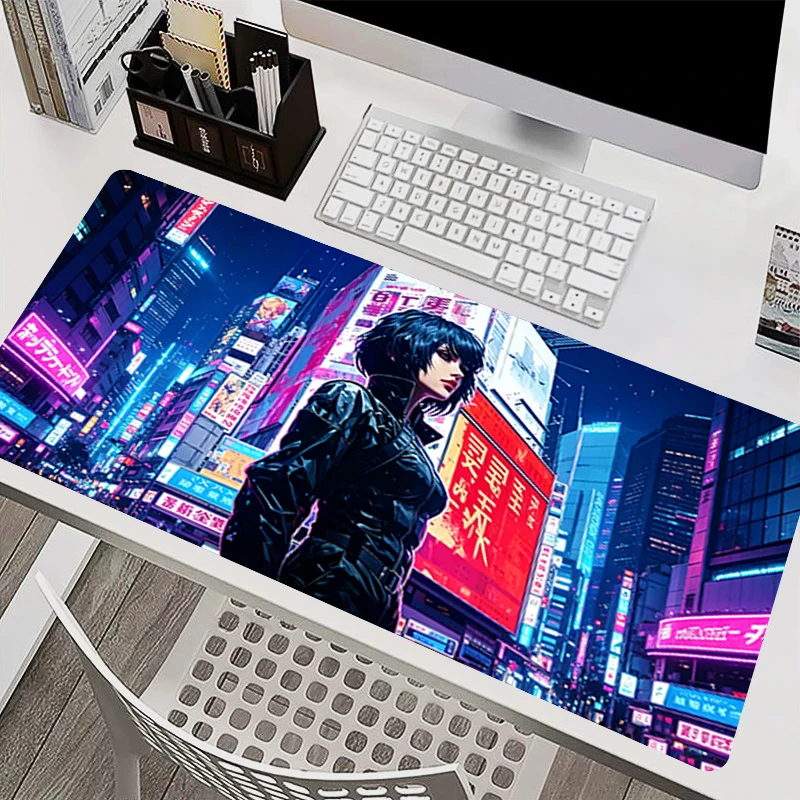 Mouse Pad Cyberpunk Neon City Anime Art Desk Mat HD Keyboard Pad G-Ghost in the Shell E-sports Gamer Mousepad Computer Mouse Mat