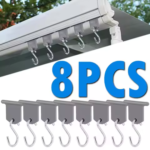 8Pcs S Shaped Camping Awning Hooks Clips RV Tent Hangers Light Hangers with Holes for Caravan Camperb Accessories