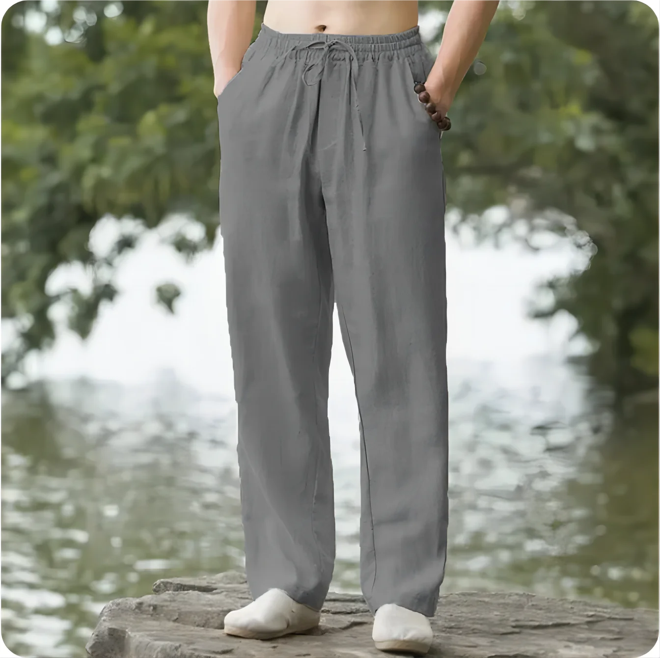 Men's Beach Pants Joggers Streetwear Cotton Linen Sweatpants Casual Pants Hawaiian Vacation Loose Summer Long image 5