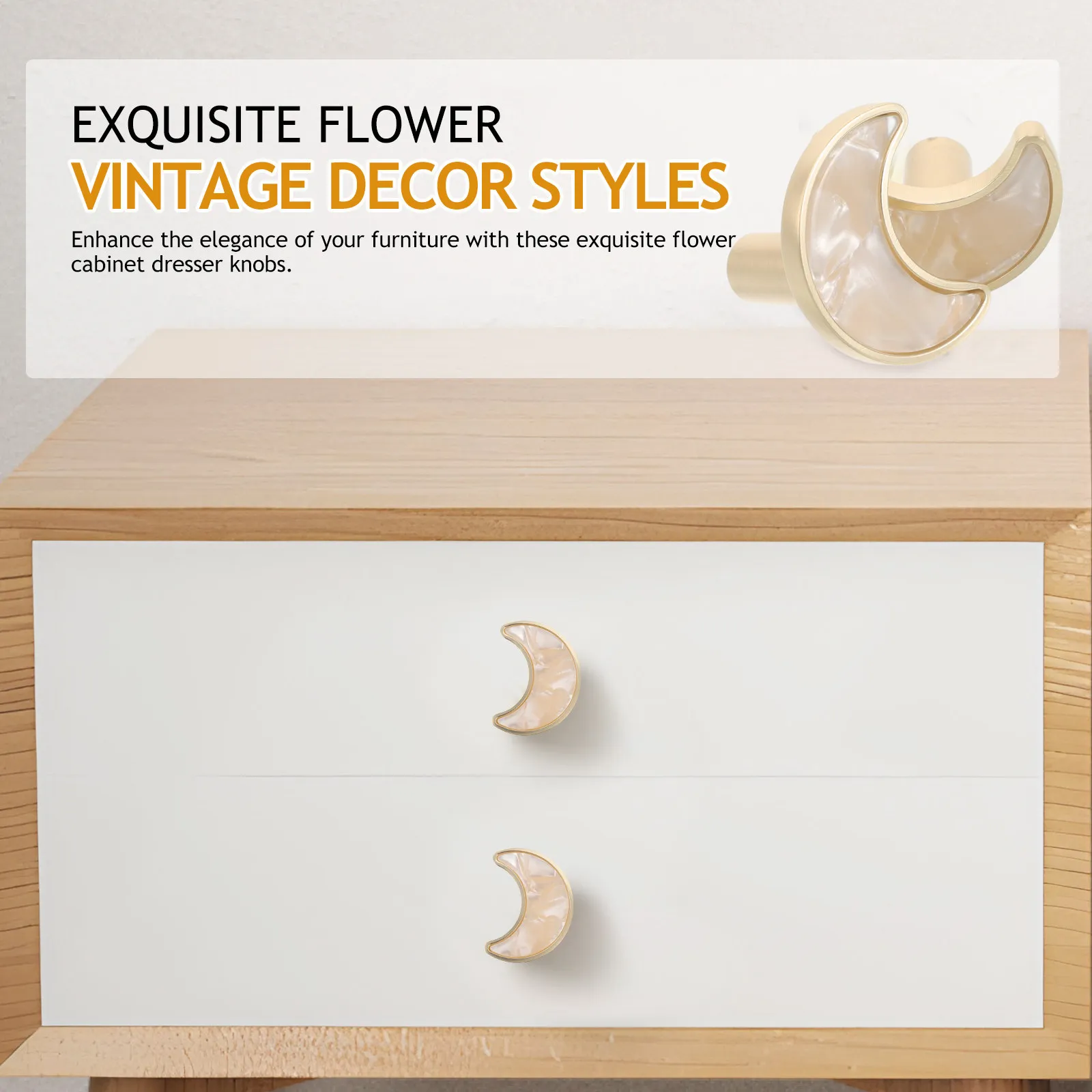 Moon Shaped Cabinet Handles 1 Pair Zinc Alloy Single Hole Drawer Pulls for Kitchen Wardrobe Dresser