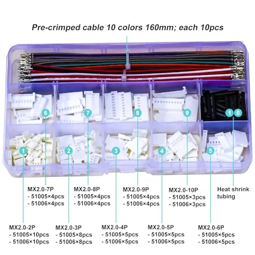 Molex-Connecteur mâle et femelle, pas de 2.00mm, 2.0mm, 2 broches, 3 broches, 4 broches, 5 broches, 6 broches, 7 broches, 8 broches, 9/10 broches, boîtier 51005 51006, MX2.0-Kit