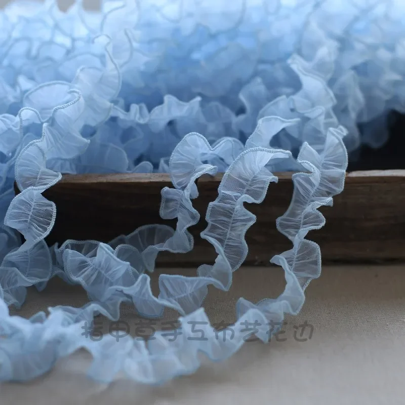 2meters Colorful Luxury Tulle Lace Fabric Soft Ruffle Trim Ribbon Edge Dress Collar Applique DIY Sewing Fringe Decor 3CM Width