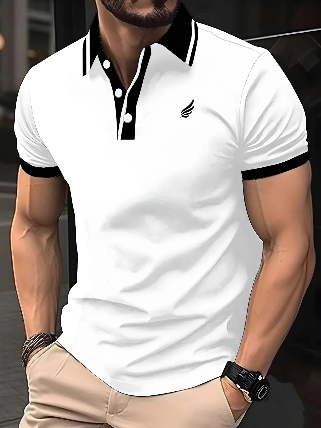 Summer men's short-sleeved polo shirt with 3D print lightweight breathable casual and fashionable streetwear clothing