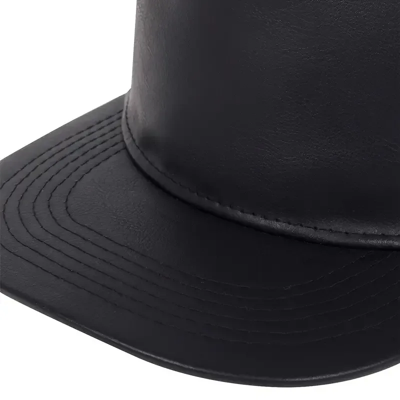 PU Leather Flat Brim Hats for Men Women Hip Hop Baseball Snapback Blank Caps Solid Fitted Caps Kpop Frees Hipping