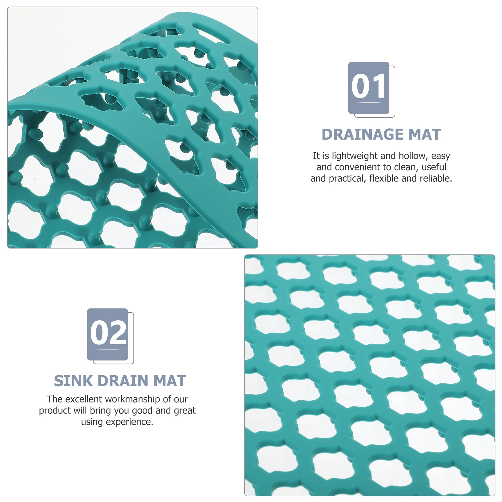 

Kitchen Sink Protector Mat Durable Silicone Draining Sink Mat Anti-Skid Hollow Drain Cushion Kitchen Accessory