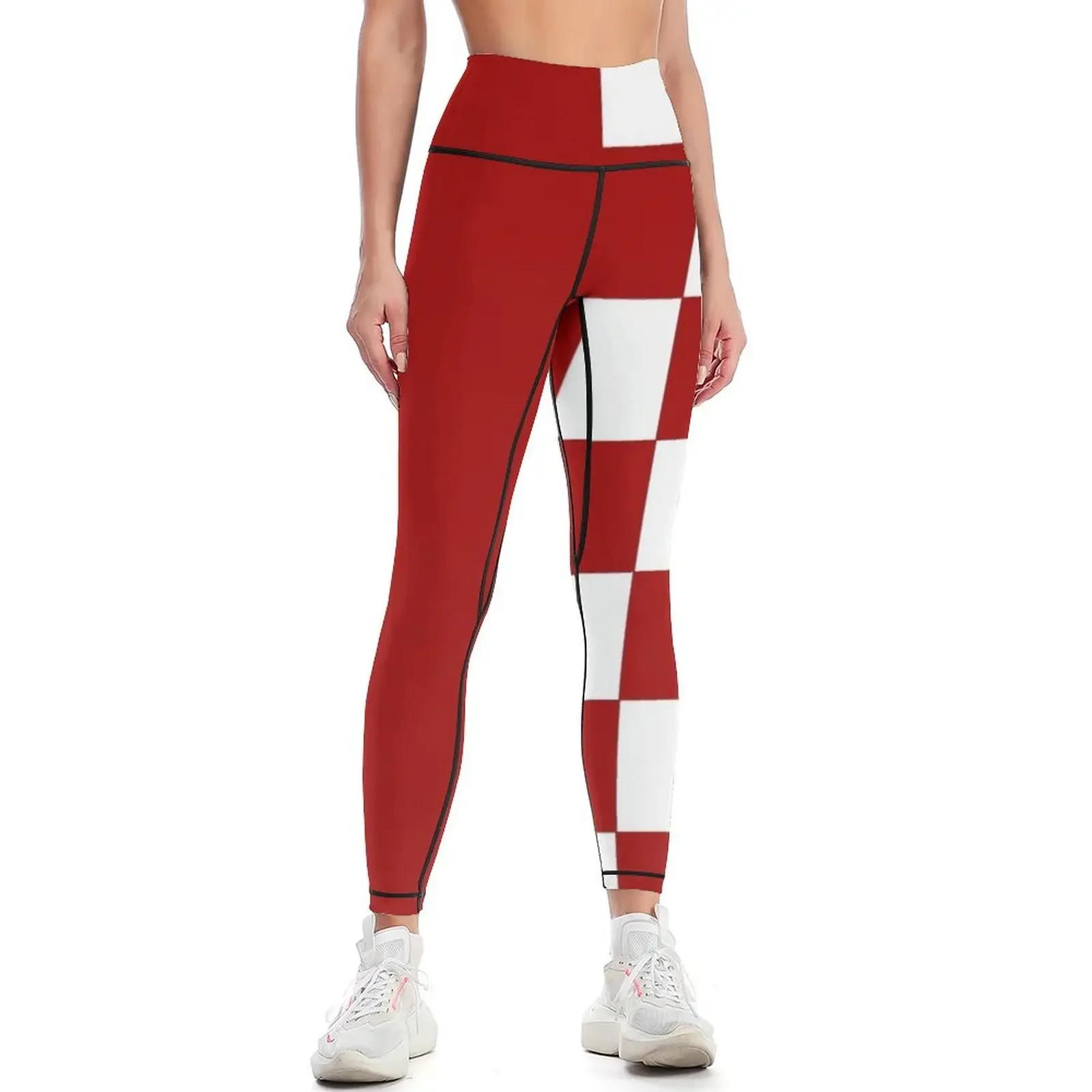 

Red and White and White Christmas Checker Half and Half Leggings gym pants Pants sport Womens Leggings