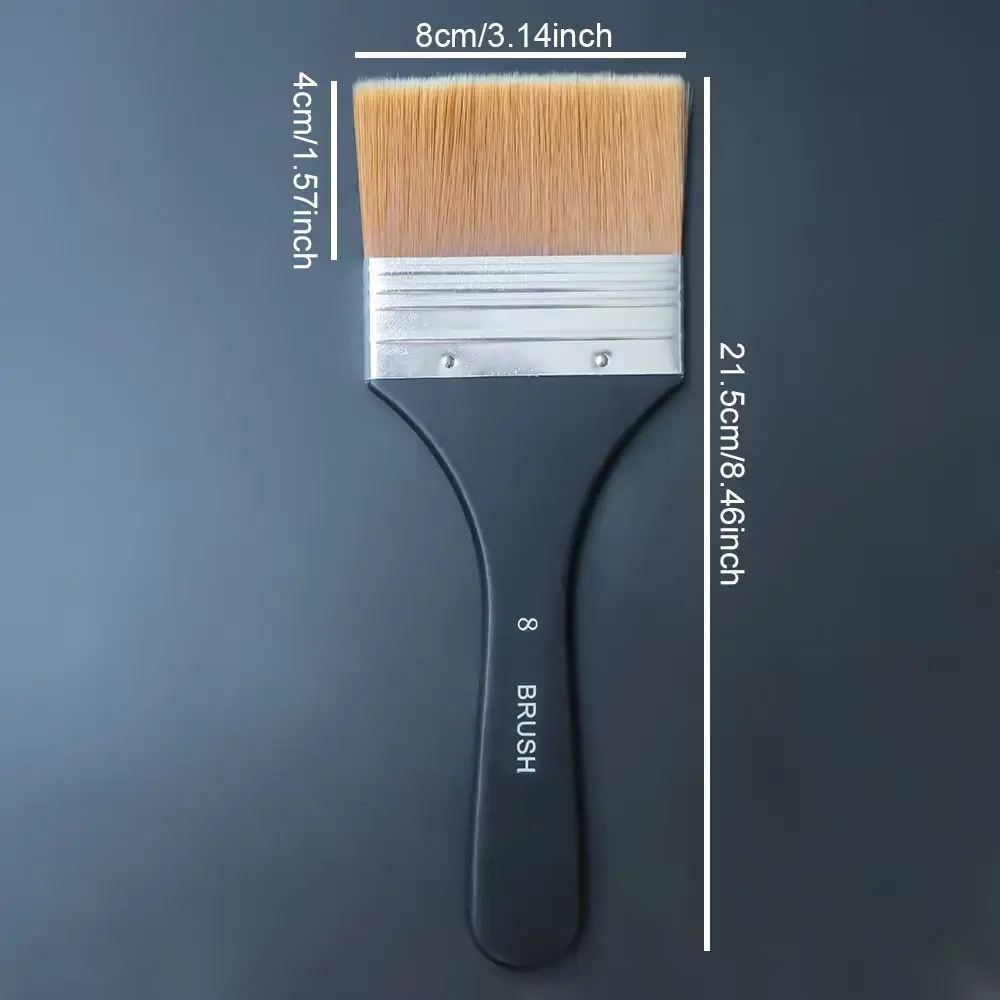 Penseel, platte, heldere penselen, ambachtelijke basiscoating penselen met houten handvat voor acryl, olie, aquarelkleur
