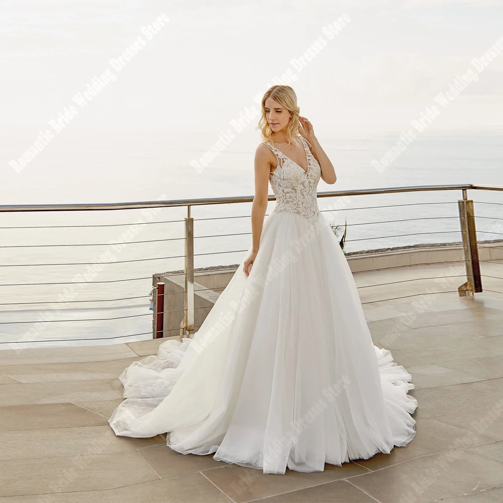 

Fashion V-Neck Women Wedding Dresses Classic A-Line Bridal Gowns Princess Engagement Banquet Vestidos De Novias 2025 Customized
