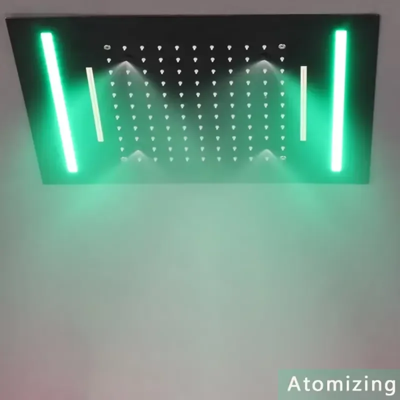 Luxury Smart Ceiling Shower System LED Thermostatic Rainfall Waterfall Massage Jets Full Body Set Bathroom Fixtures Black view 6