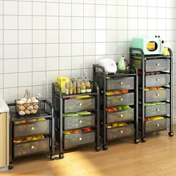 Fruits Vegetables Storage Trolley Multifunctional Save Space Drawer Style Trolley Cart Multi-Layer Rack Storage Rack for Kitchen