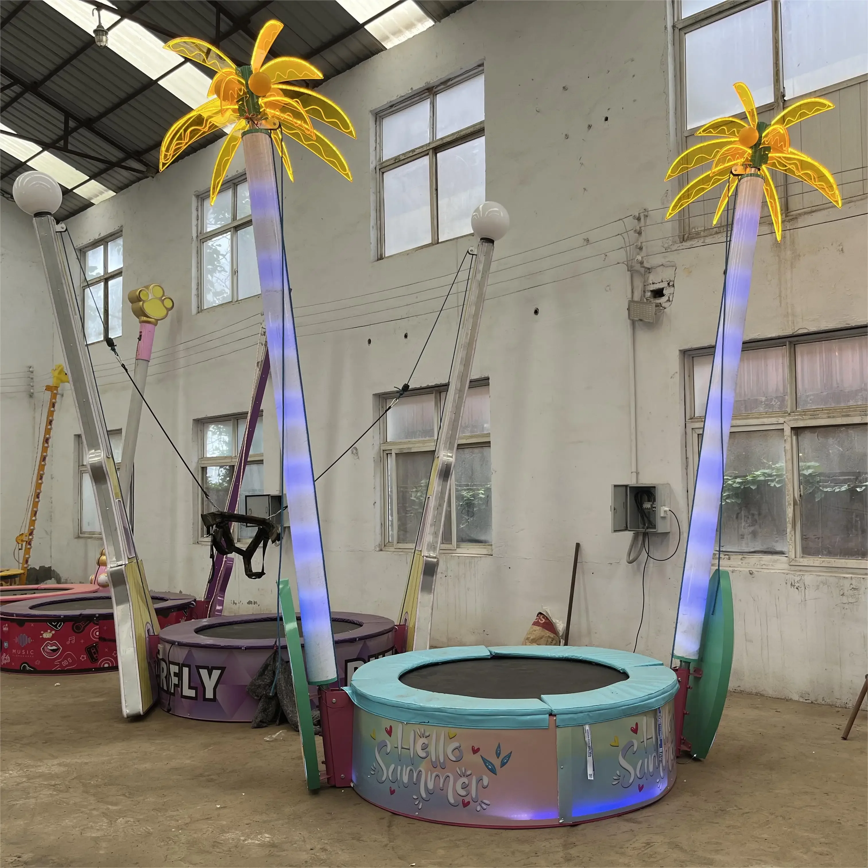 

Directly factory amusement park equipment kiddie rides jumping for rental bungee trampoline for kids outdoor playground