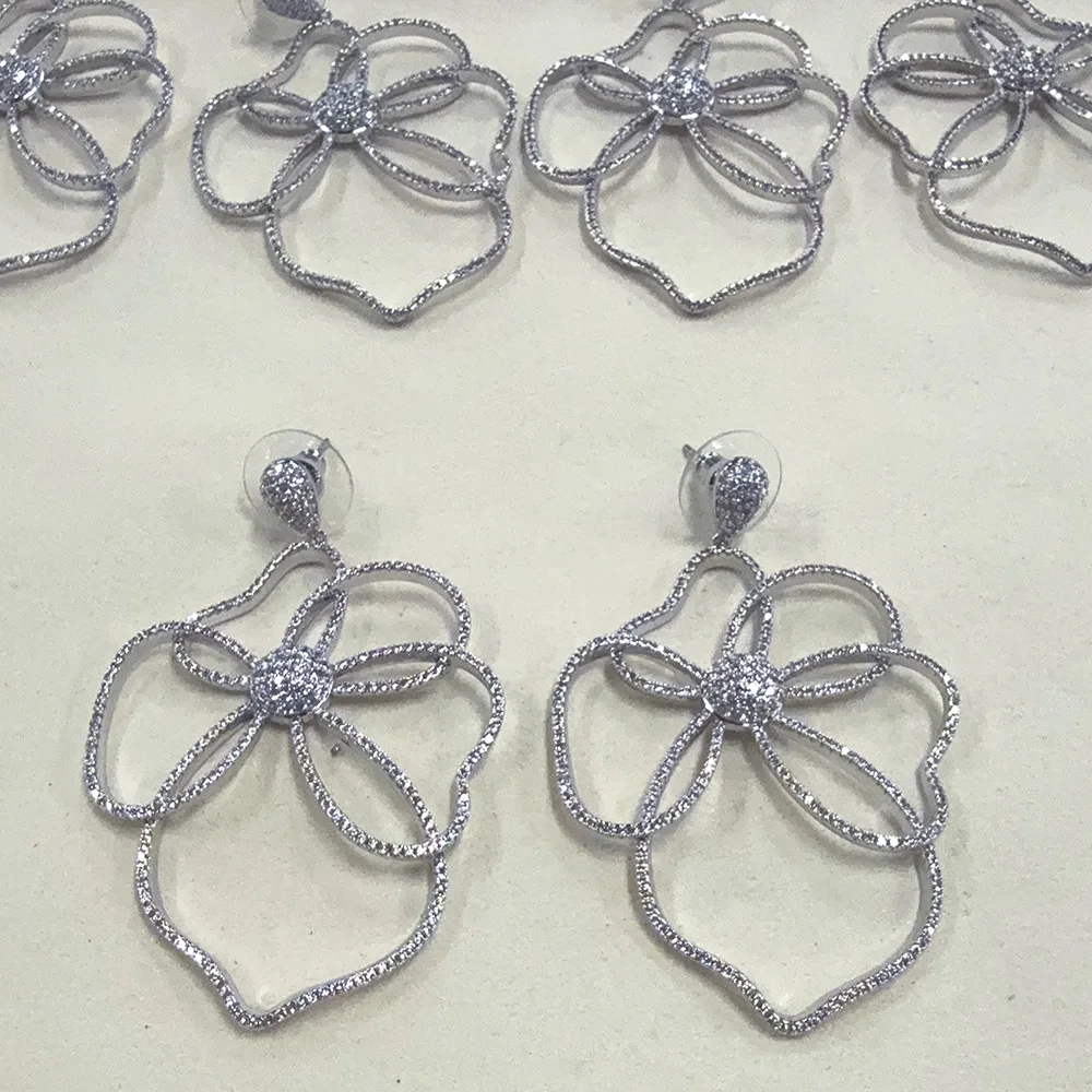 

Missvikki Luxury Handmade Big Dangle Earrings Shiny Cubic Zircon Fashion Earrings For Women Bridal Wedding Party Accessories