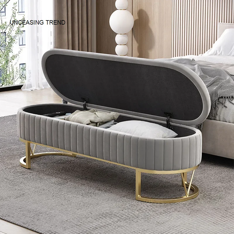 Nordic Luxury Stool Bedroom Bed End Ottomans Home Shoe Changing Ottomans Living Room Sofa Stool Shoe Store Storage Stools