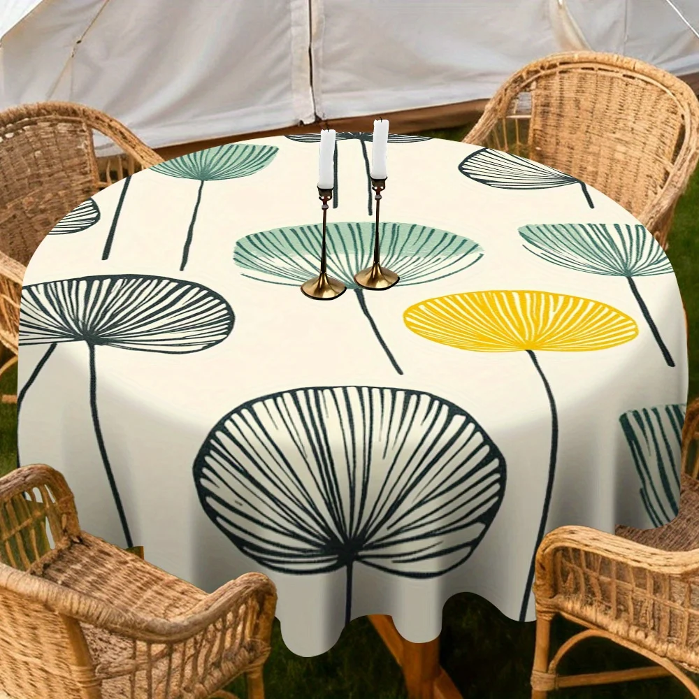 One vintage leaf-patterned round tablecloth, specially designed for elegant home dining.