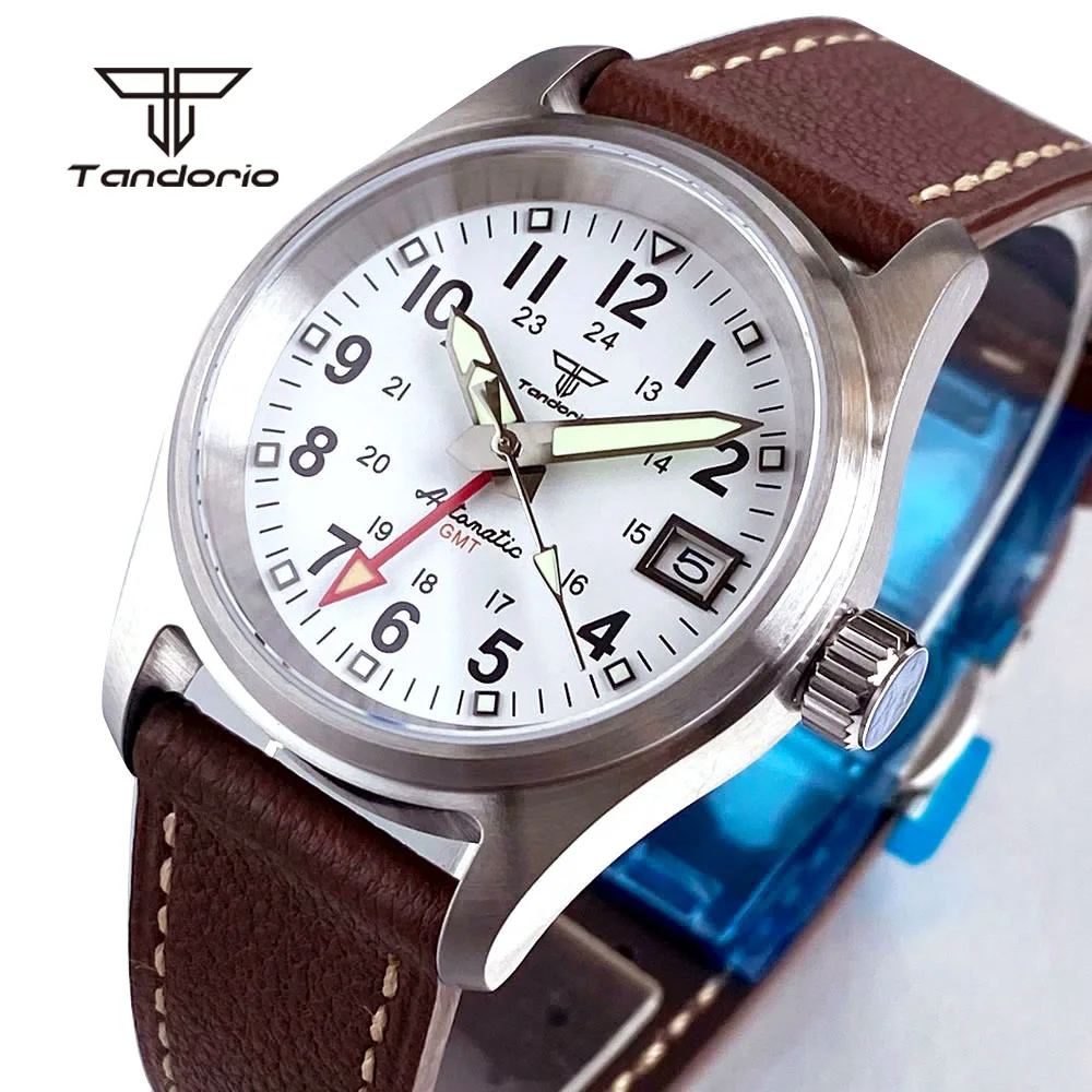 Tandorio 36 мм стальные автоматические NH34 GMT Pilot дайвинг мужские часы 20 бар сапфировые механические полевые наручные часы дата световой водонепроницаемые Tandorio 36 мм стальные автоматические NH34 GMT Pilot дайвинг мужские часы 20 бар сапфировые механические полевые наручные часы дата световой водонепроницаемые