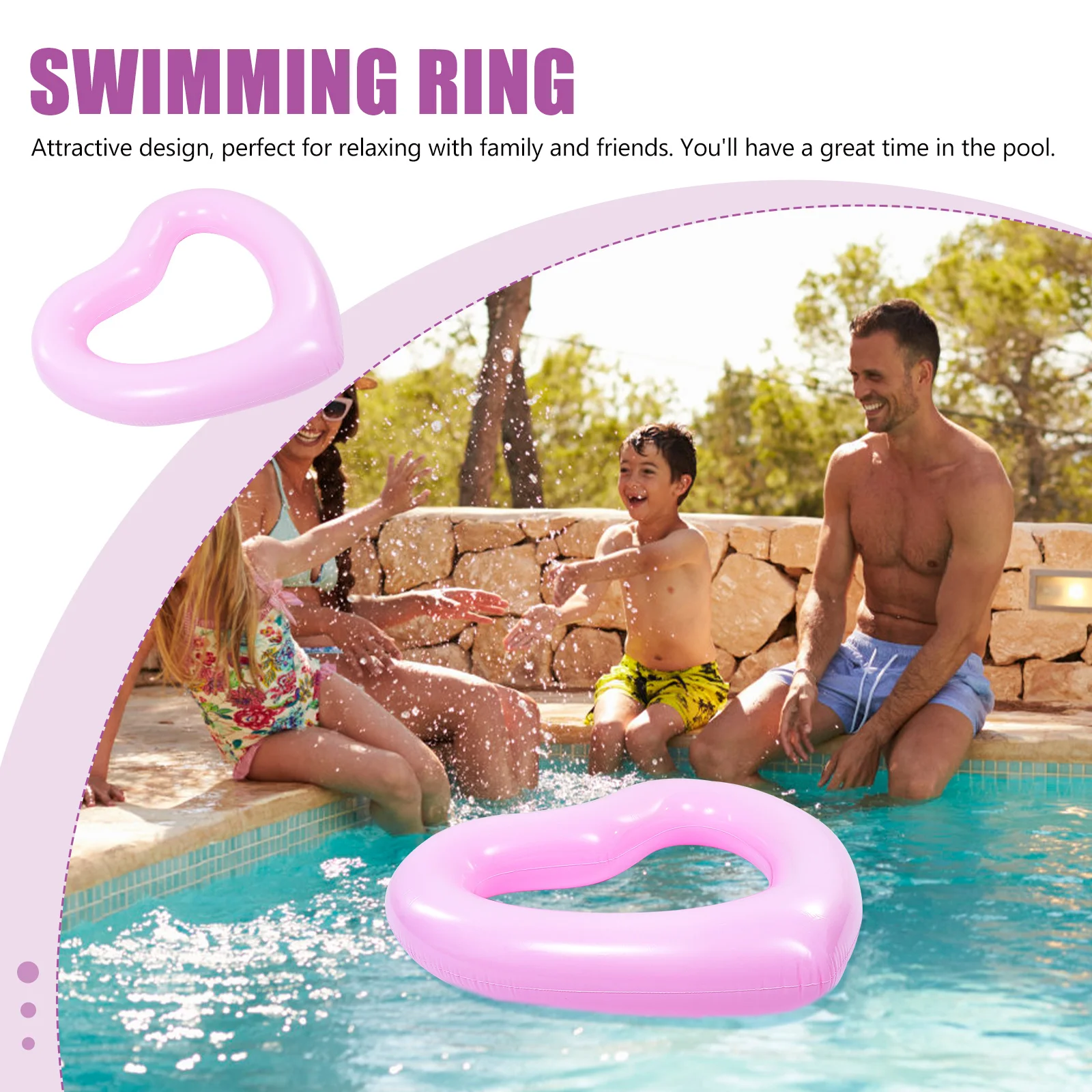 

Inflatable Heart Shaped Swimming Ring PVC Pool Floats Beach Party Toy Pink Child Outside Toys Foldable Safe Summer