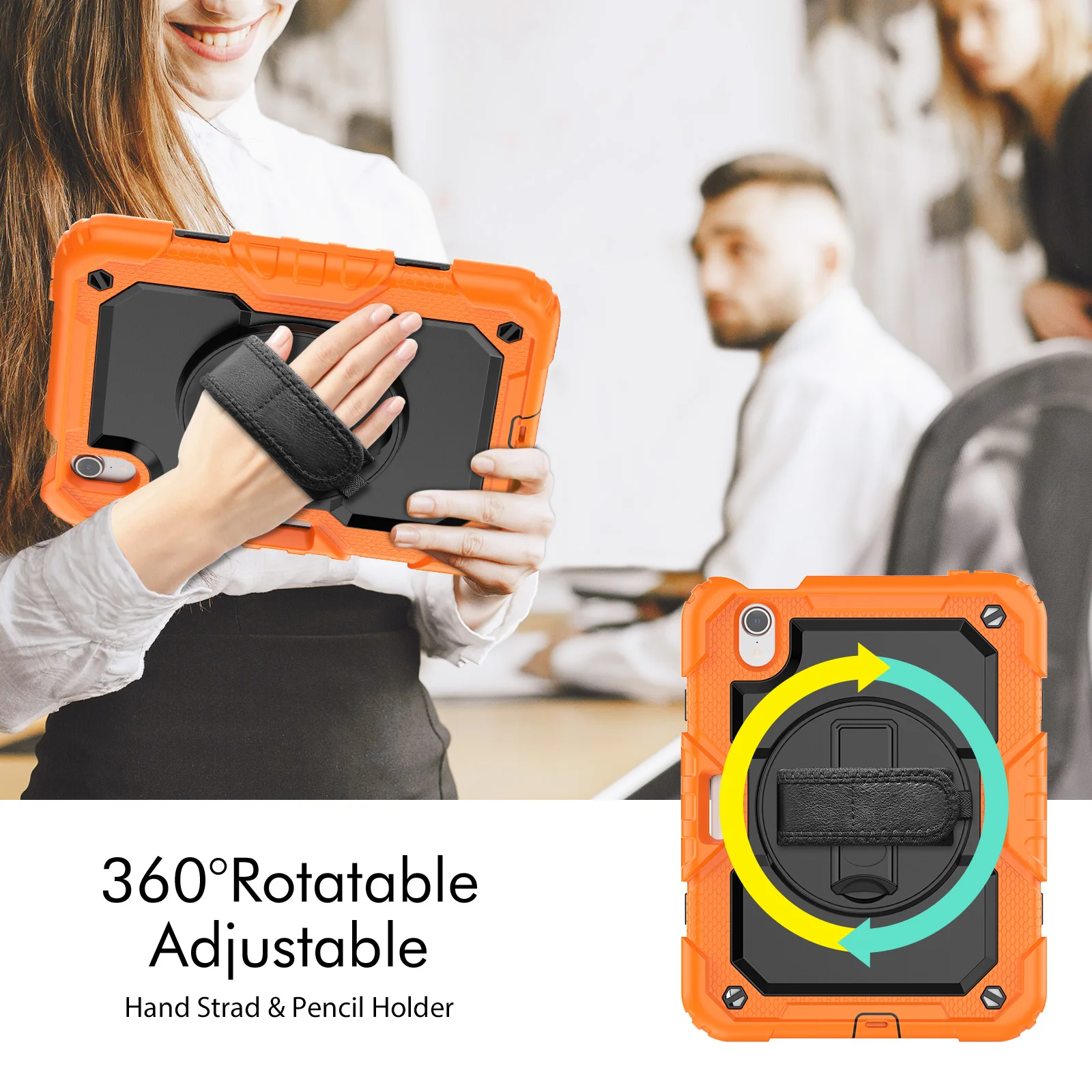 Juste robuste + support de déclinaison avec sangle à main, étui pour iPad 10.2 2021 9e génération mini 6 5 Air4 Pro12.9 9.7 2018 6e rapDuty