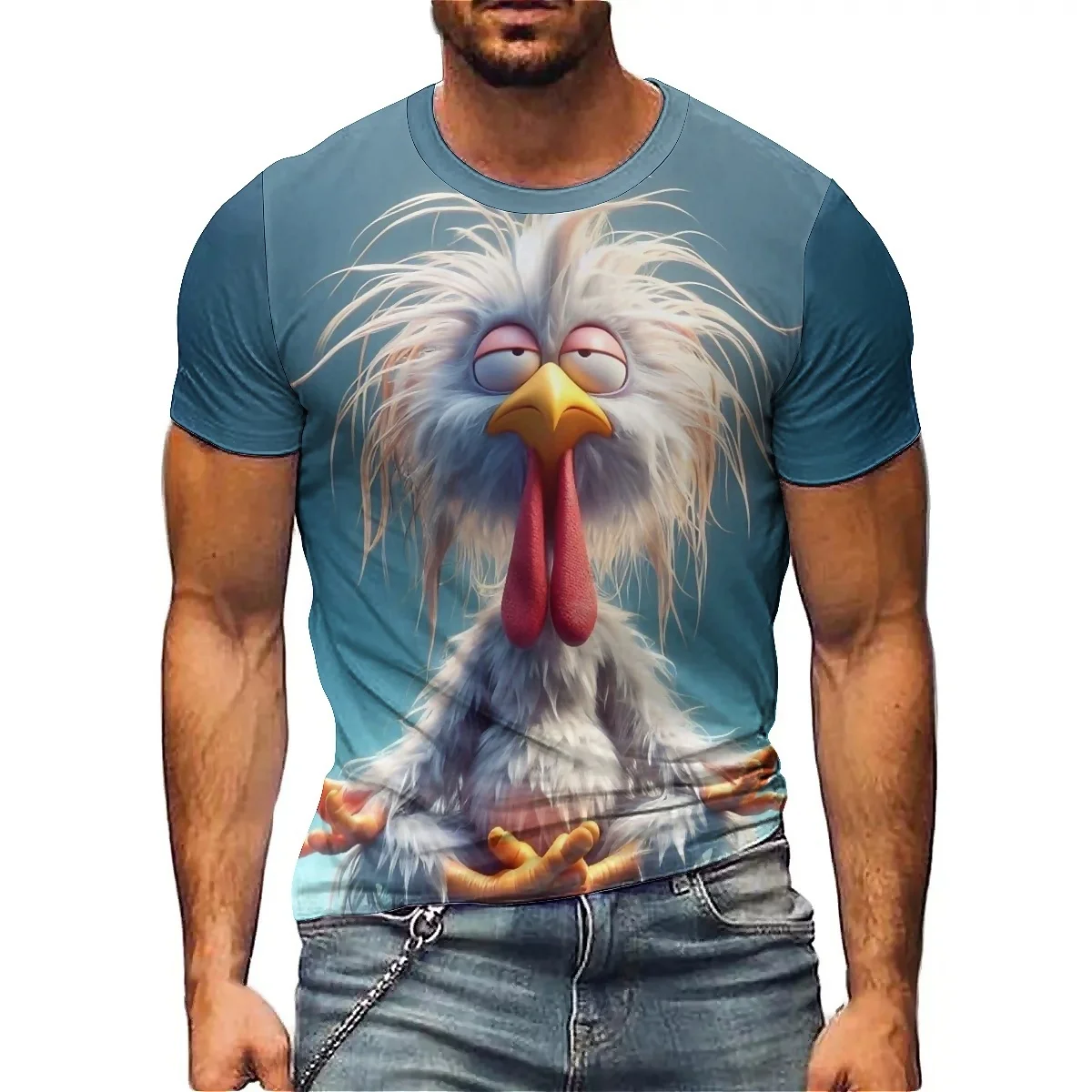 

Holiday Costume Cartoon Pattern, 3D Crew Neck Tee Men's 3D Printed Short Sleeve T-Shirt