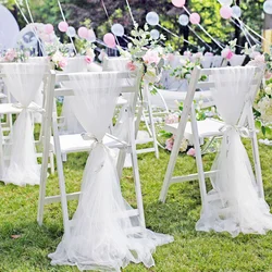 Organza Chair Sashes, Knot Bands, Chair Bows, Wedding Party, Banquet Event, Chair Decoration, 50Pcs