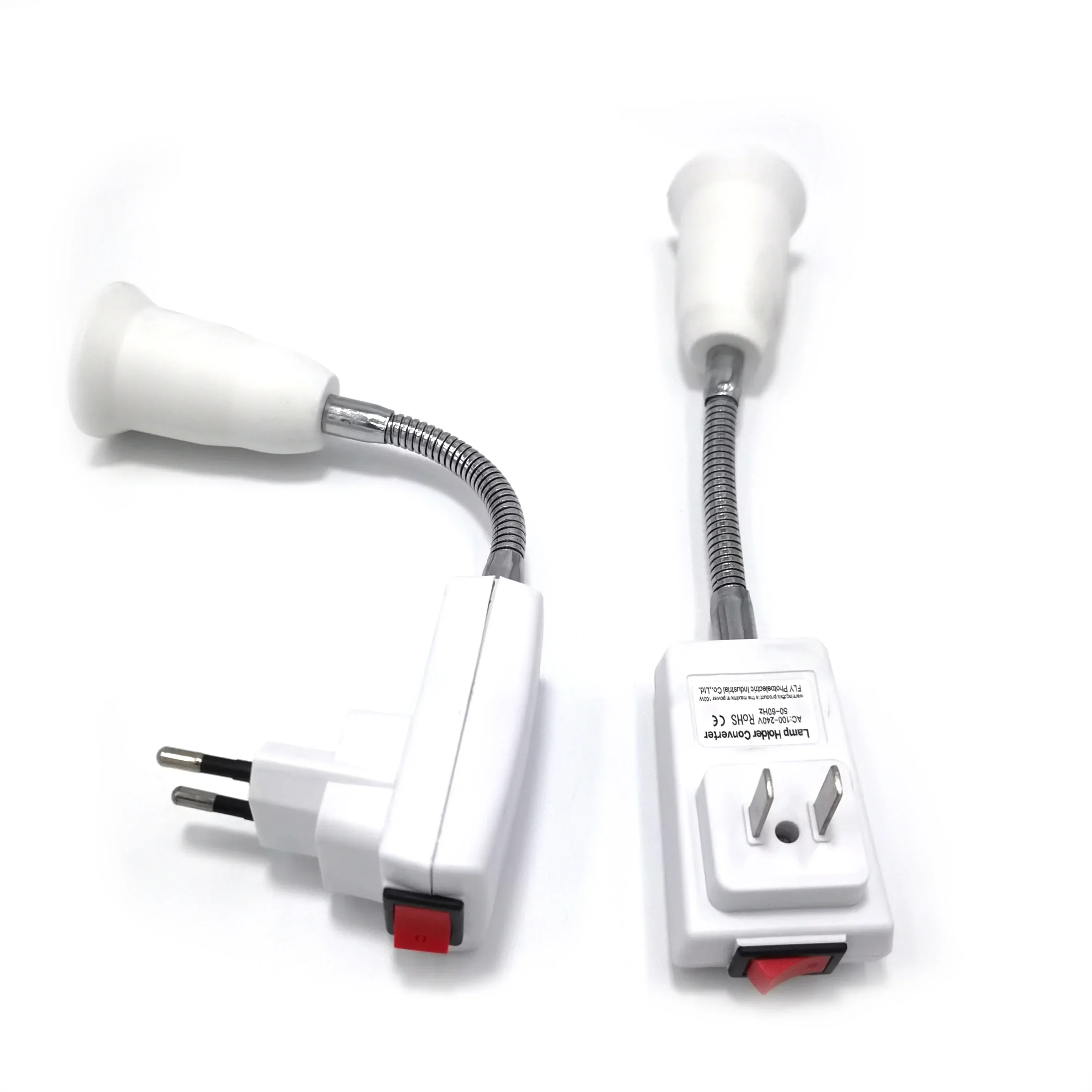 EU/US On/Off E27 Lamp Base Wall Flexible Holder Light Socket AC 110V 220V Converter Bases 20CM Book Light Adapter Plug Switch