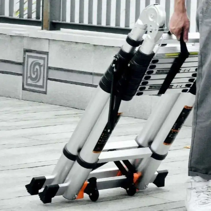 Legering telescopische trapladder Multifunctionele heftechniektrap Verdikte visgraatladders Vouwtrap