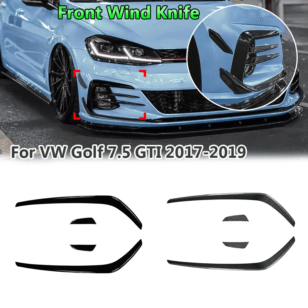 For VW Golf 7.5 GTI 2017-2019 Front Lip Bumper Spoiler Side Splitter Wind Knife Trim Air Vent Grille Body Kit