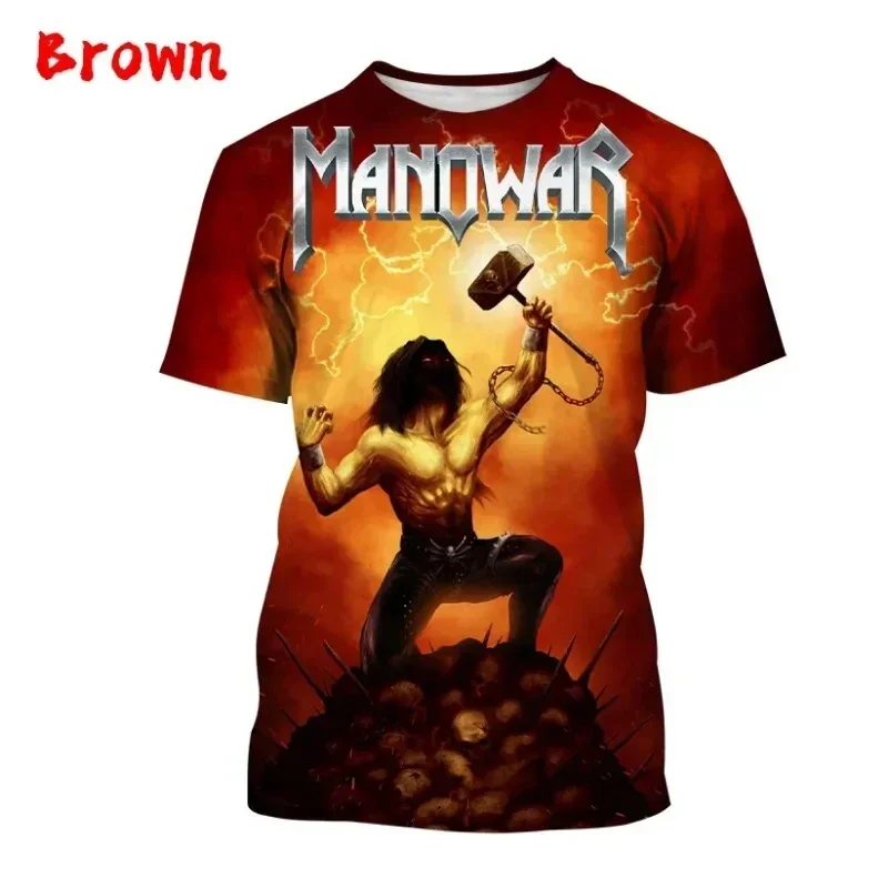 New Hot Manowar Punk Style Rock 3D Print T-shirts Summer Men Women Unisex Casual Hip Hop Short Sleeve Tee Top Oversized Clothing