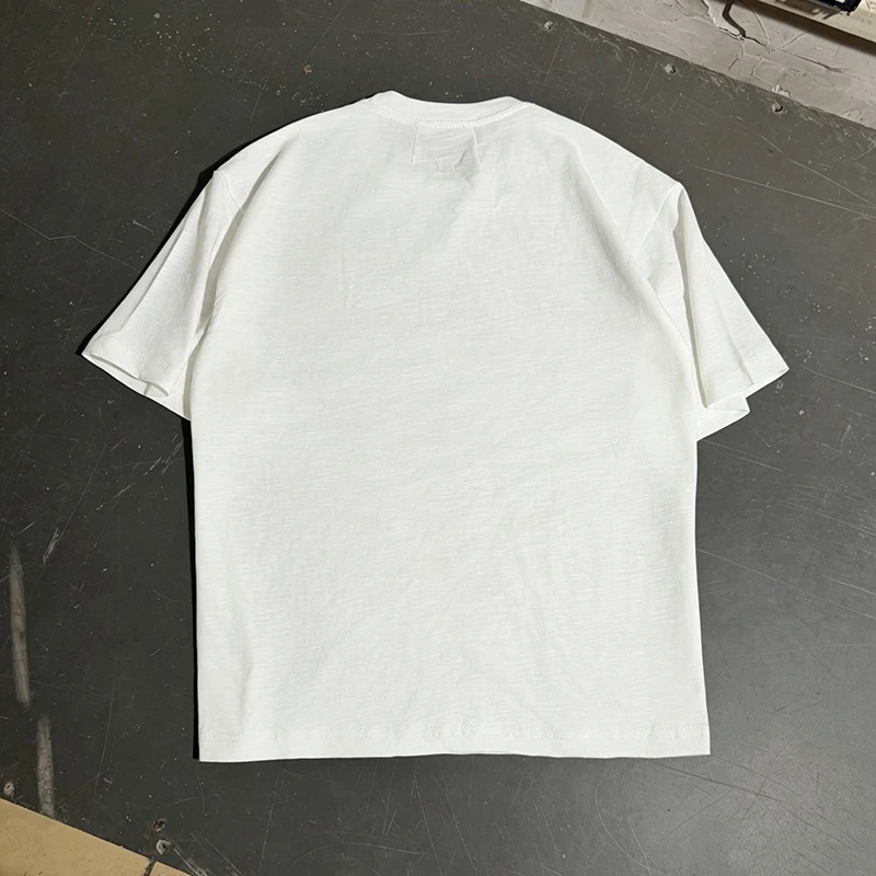 New Arrival RHUDE Men's T-Shirt Logo Print Crew Neck Short Sleeve Cotton Casual Streetwear White Tee