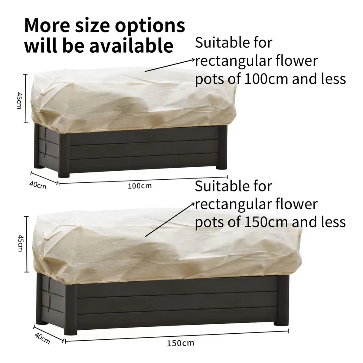 Rectangular Planter Box Protector Protects Plants in Balcony, Windowsill and Patio Planter Boxes From Frost, Wind 2Pcs