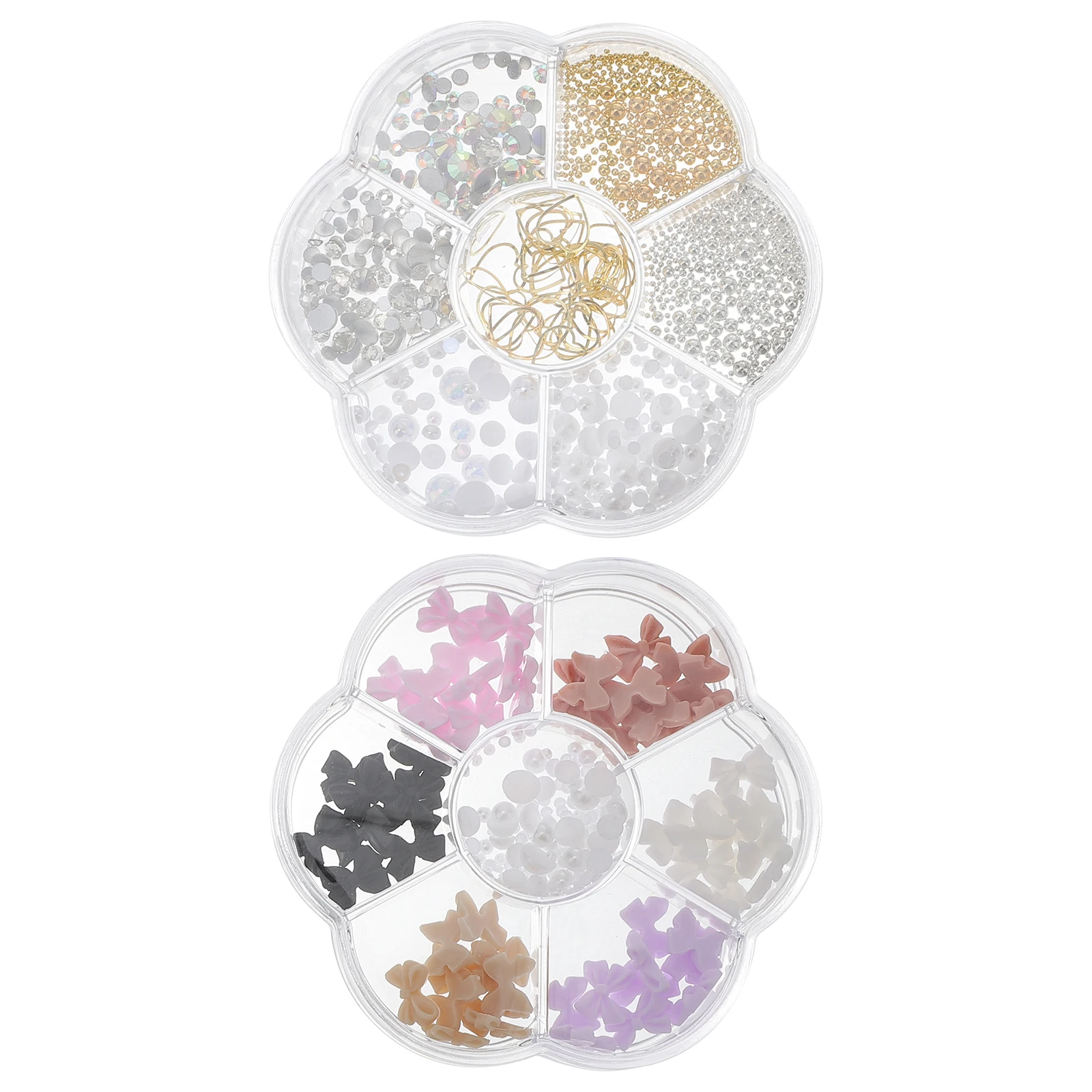 

2 Boxes Nail Pearls Beads Sparkly Rhinestones Jewels for Nail Art Craft Decoration DIY Manicure Accessories Tools