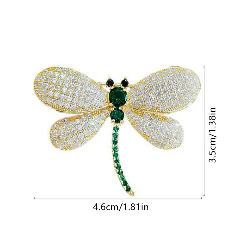 Green Rhinestone Dragonfly Brooch For Women Elegant Crystal Corsage Pin Ladies Gifts Party Dress Accessories Fashion Jewelry