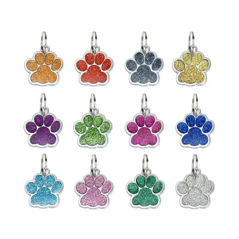 30pcs/lot 25x27mm Bear Dog Paw Pendant Charm Glitter Pet Dog pawprint dangle charms tag Fit For DIY Keychains Pet Collars making - view 5