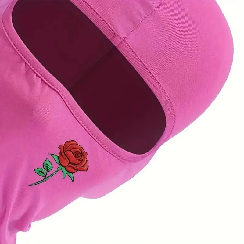 1PC Cool Retro Rose Print Ski Mask For Men And Women, Balaclava Face Mask Cycling Mask Sunscreen Headcover