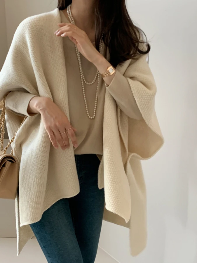 

Свободный вязаный свитер большого размера, жилет, женский осенне-зимний кардиган с крыльями летучей мыши, универсальный шиловый кардиган, трикотаж, верхняя одежда