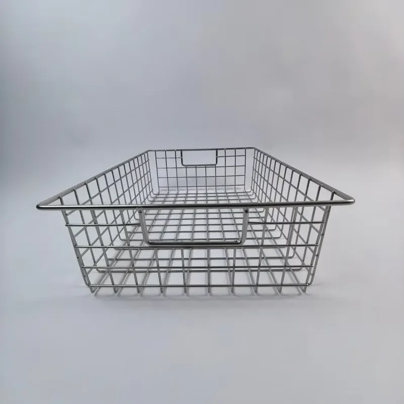 for Stainless Steel Kitchen Cabinet Pull Out Drawer Storage Basket Rectangular Wire Organizer
