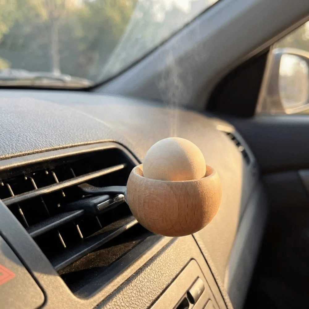 Handmade Car Air Freshener Diffuser Elegant Design Natural Black Walnut Essential Oil Diffuser Reusable Mini Size view 5