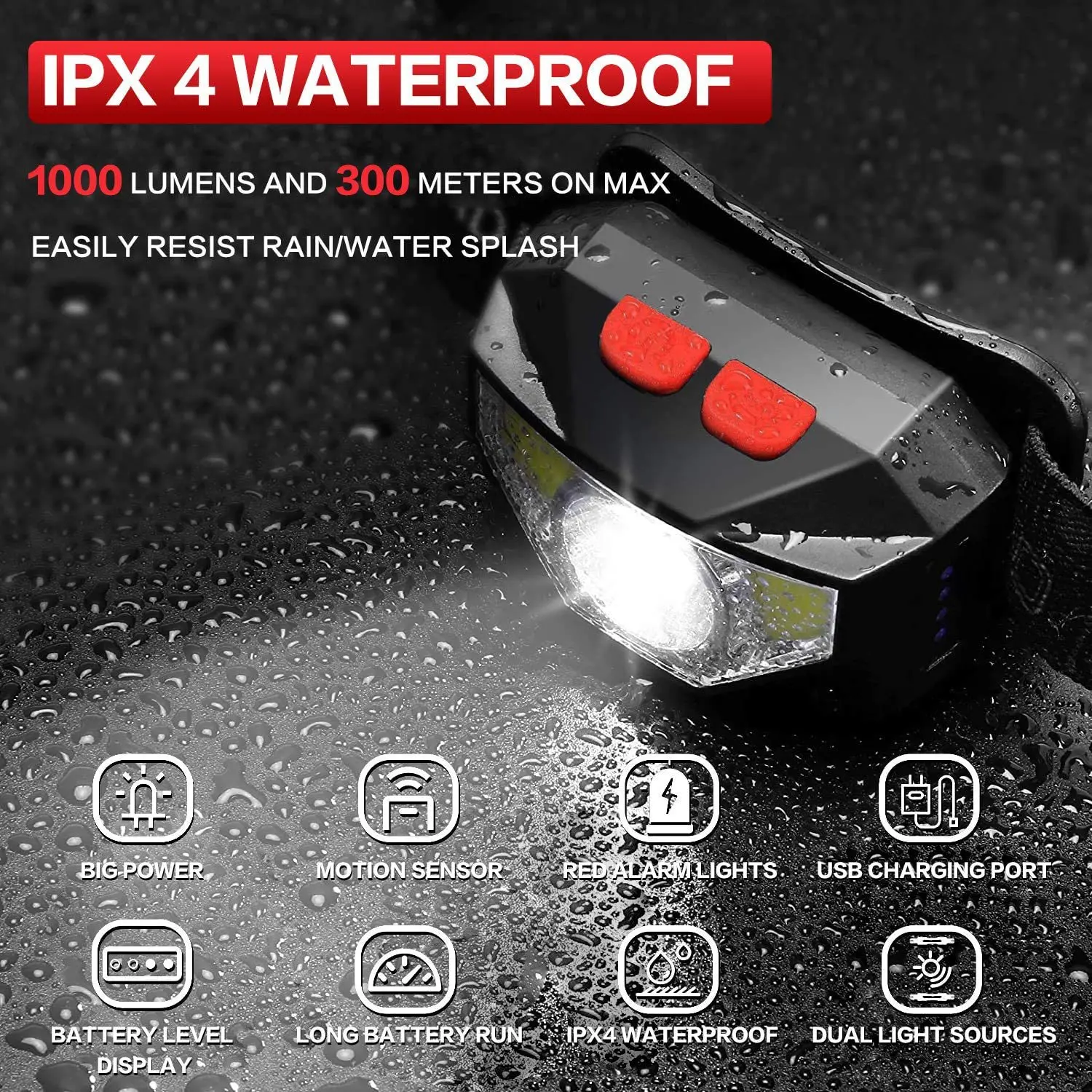 1-5PCS  LED 8 Modes COB Flashlight Handfress Motion Sensor Waterproof Powerful LED Headlight Headlamp Head Lamp Torch Head Light