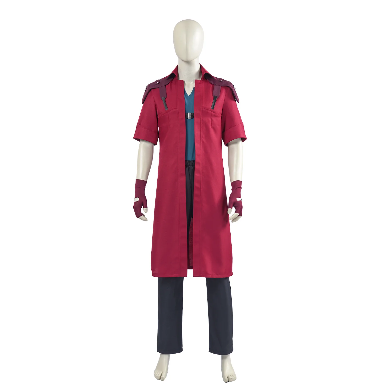

Devil Cos May Cry 3 Cospaly Costume Adult Men Red Leather Dante Trench Coat Full Set Halloween Carnival Party Clothing