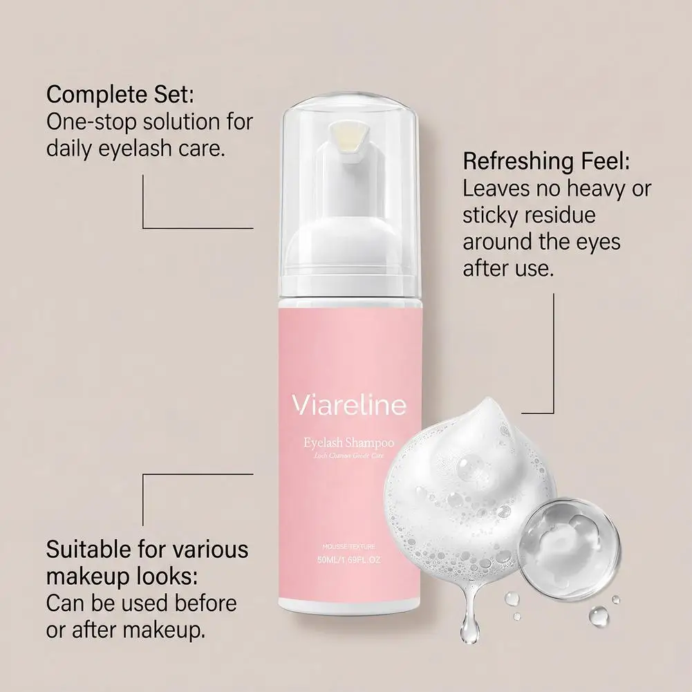 Wimpernreinigungsschaum, sanftes ölfreies Wimpernshampoo, Make-up-Entferner, nicht reizende Augenpflege 50ml – Detail 15