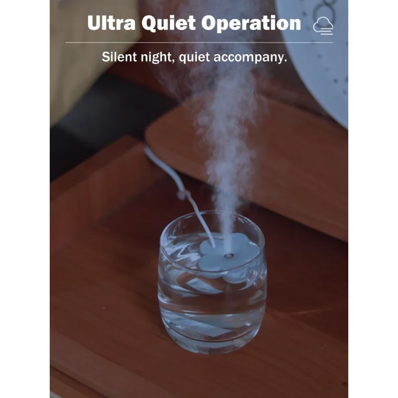 Umidificatore USB per piccoli fiori, simpatico creatore di atomizzazione, nebulizzatore ad ultrasuoni, umidificatore d'aria impermeabile portatile personale per letto