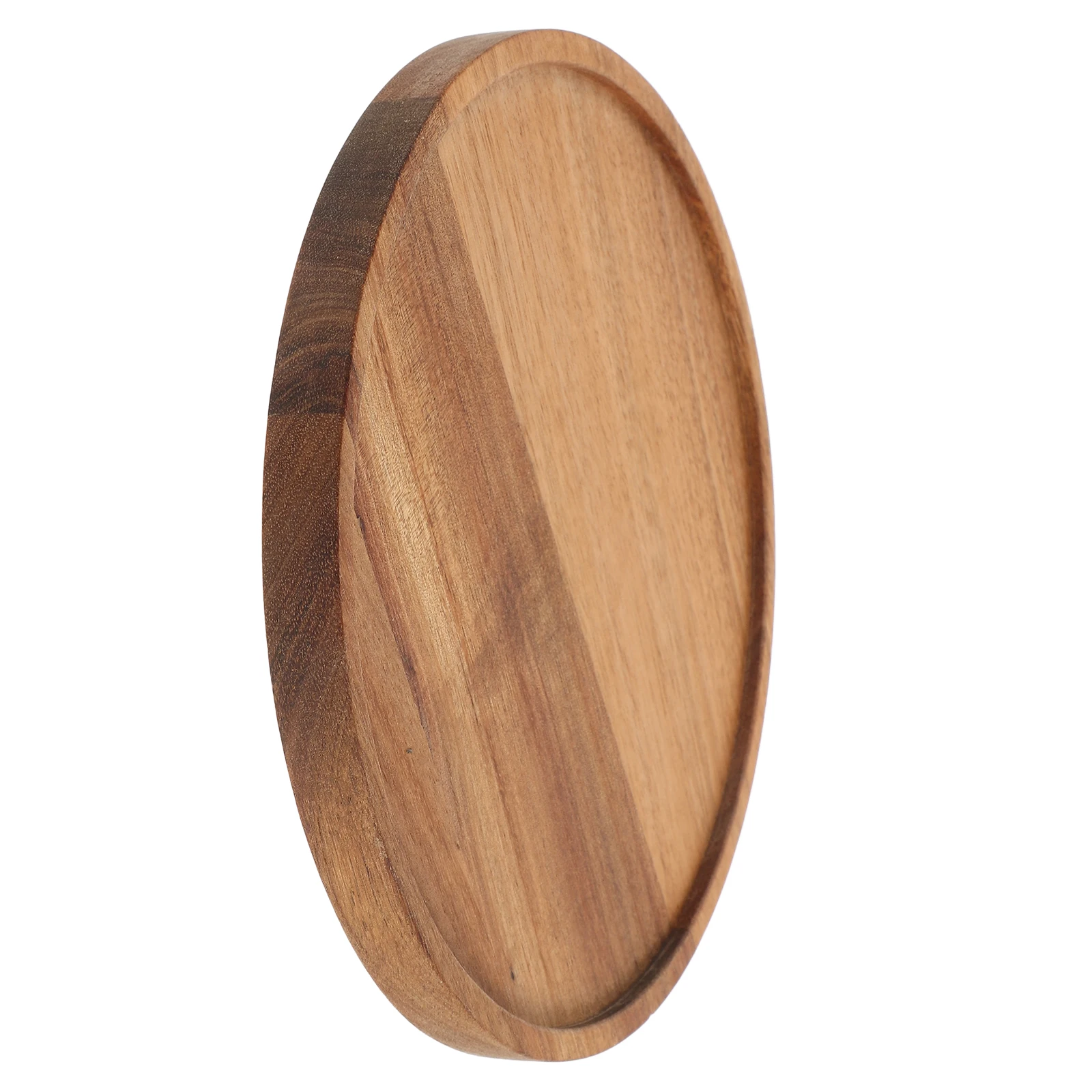 

Wooden Serving Tray 12 Inch Round Vintage Wood Decorative Tray For Dessert Fruit Cake Bread Sushi Coffee Table Storage