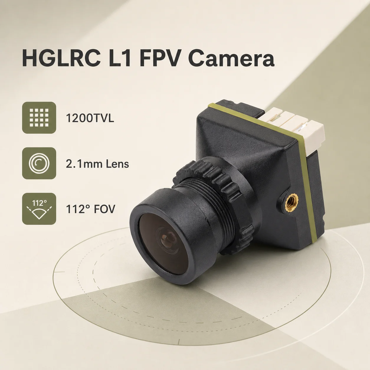 HGLRC L1 FPV Drone Camera 1200TVL 1/2.7 Inch CMOS 5-24V 2.1mm Lens 112° FOV PAL NTSC OSD For Racing Quadcopter