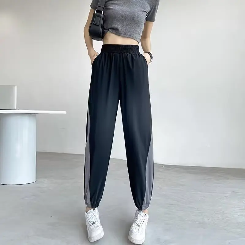 

2024 big size women spring and autumn new thin loose bunched feet Harlan bloomers leisure running all fashion fitness pants