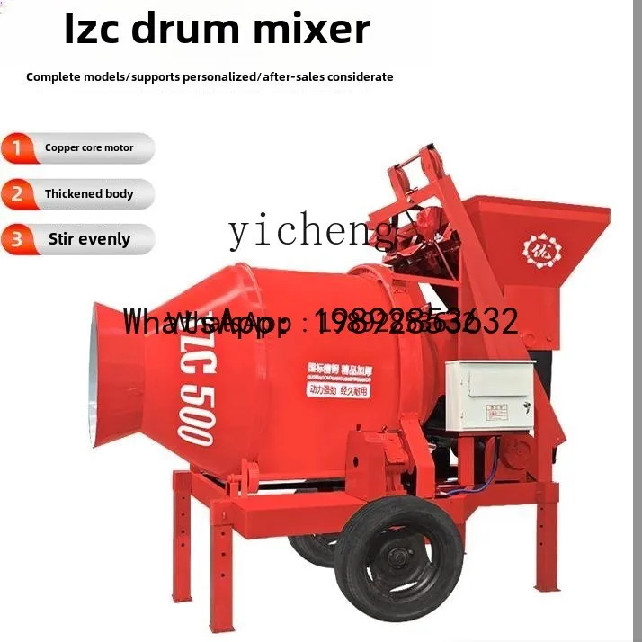 Mixer beton A1 untuk lokasi konstruksi, mixer mortar semen otomatis, mixer drum beton